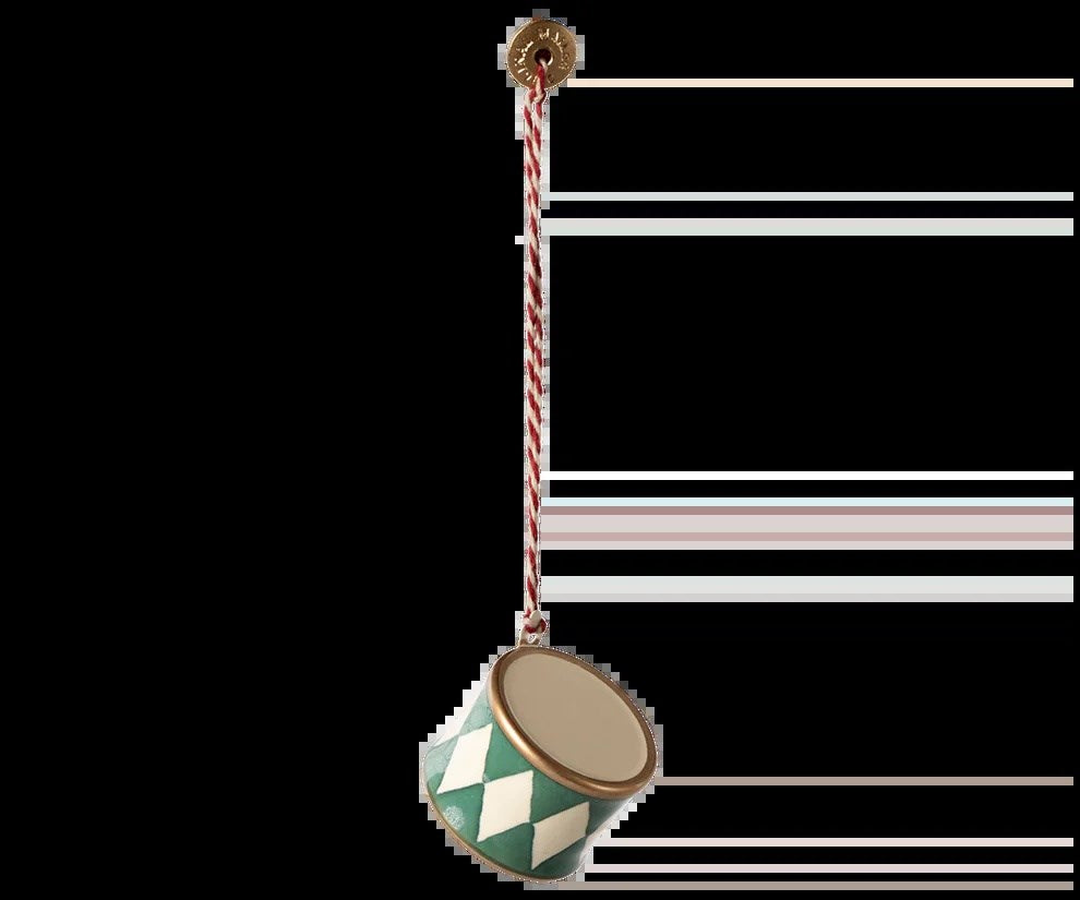 Maileg Metal ornament, Lille tromme - Mørkegrøn