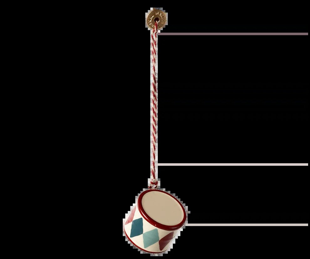 Maileg Metal ornament, Lille tromme - Klassisk rød