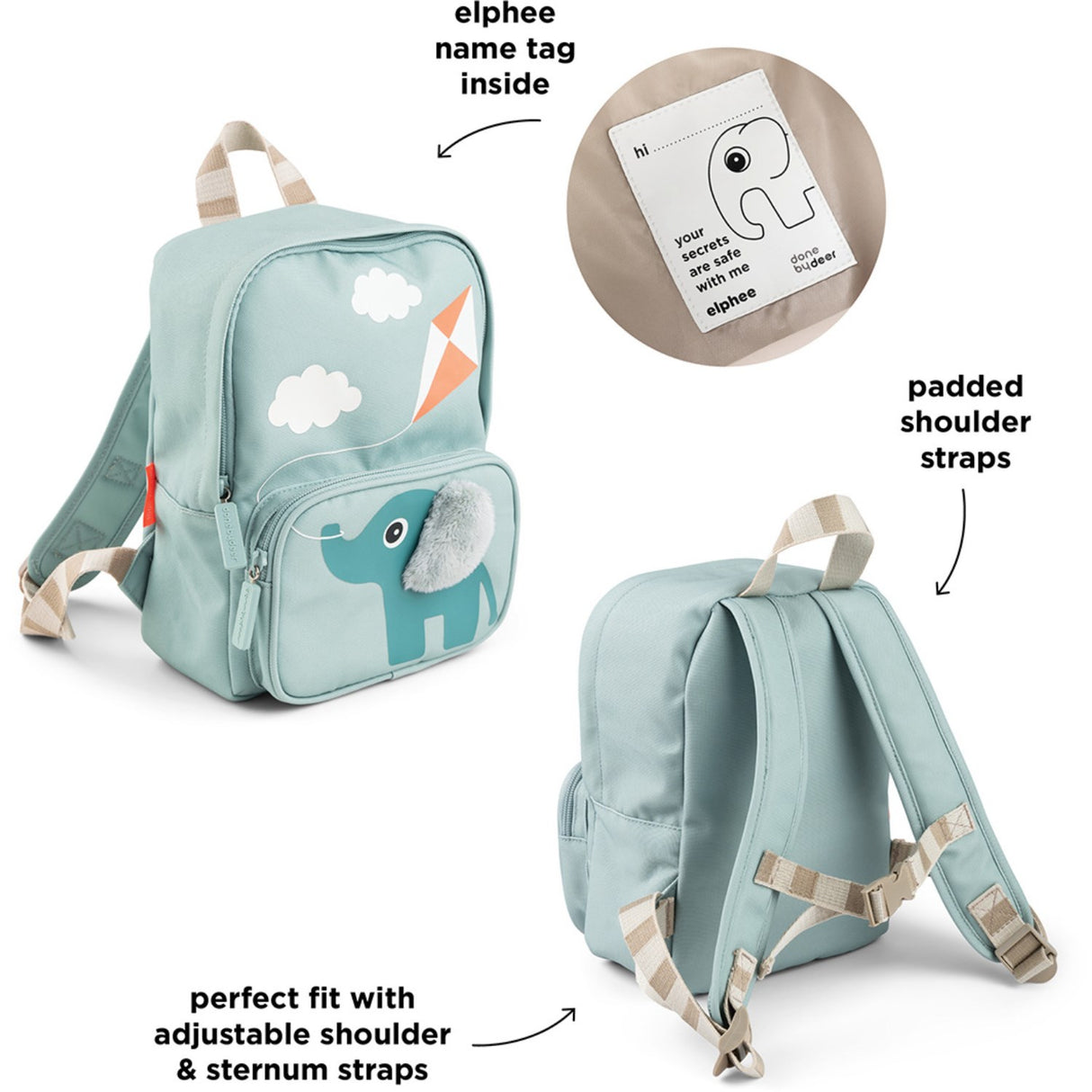 DonebyDeer Blå Kanvas Børnerygsæk Elphee