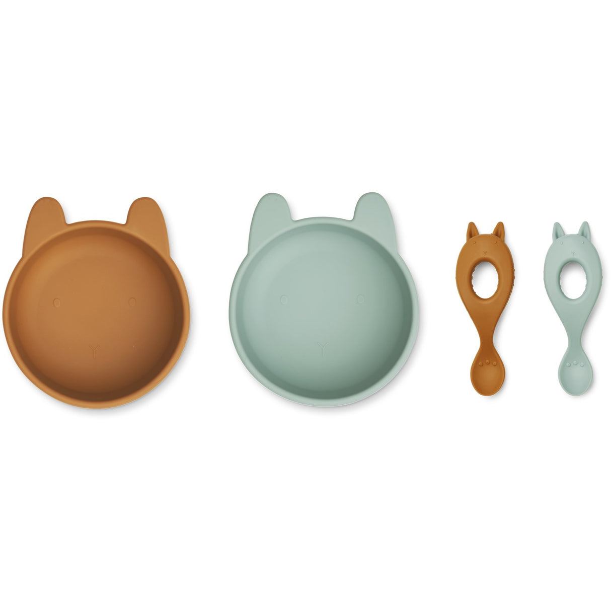 LIEWOOD Rabbit Mustard/Peppermint Mix Evan Spisesæt 2-Pak