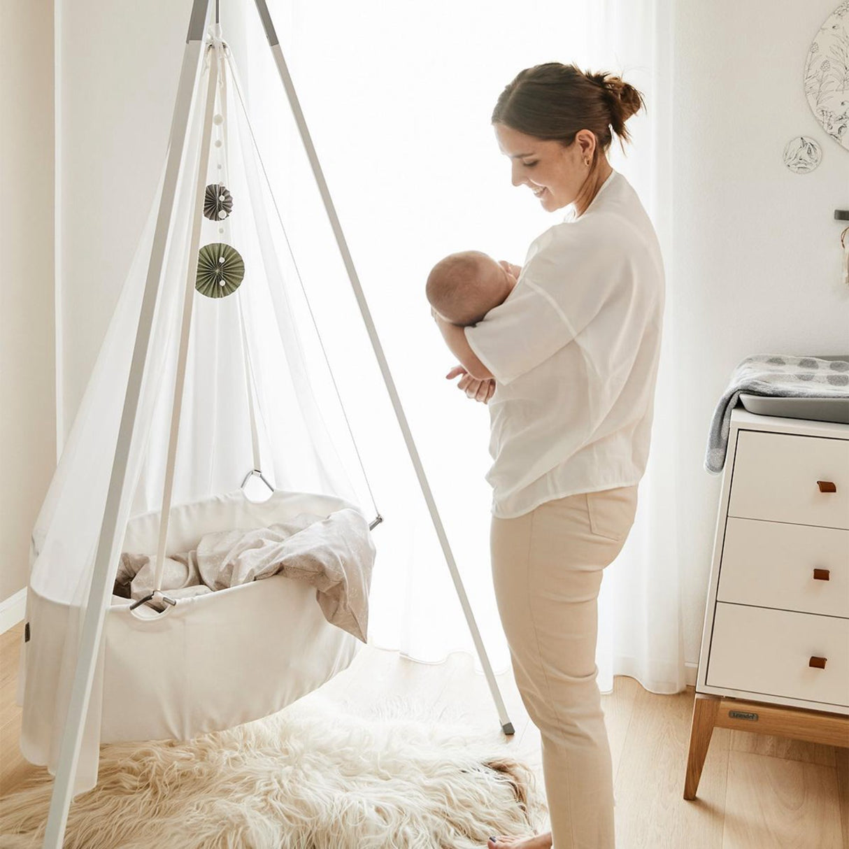 Leander Classic™ Vugge m. madras, Hvid