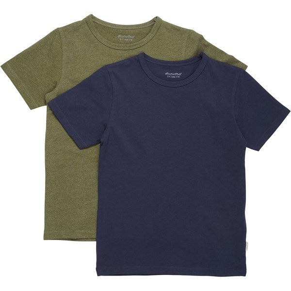 Minymo Dark Olive T-shirts Basis 32 2-pak
