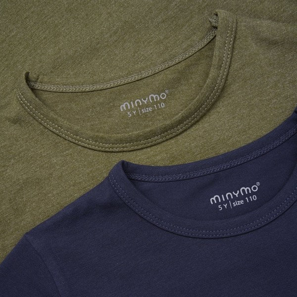 Minymo Dark Olive T-shirts Basis 32 2-pak