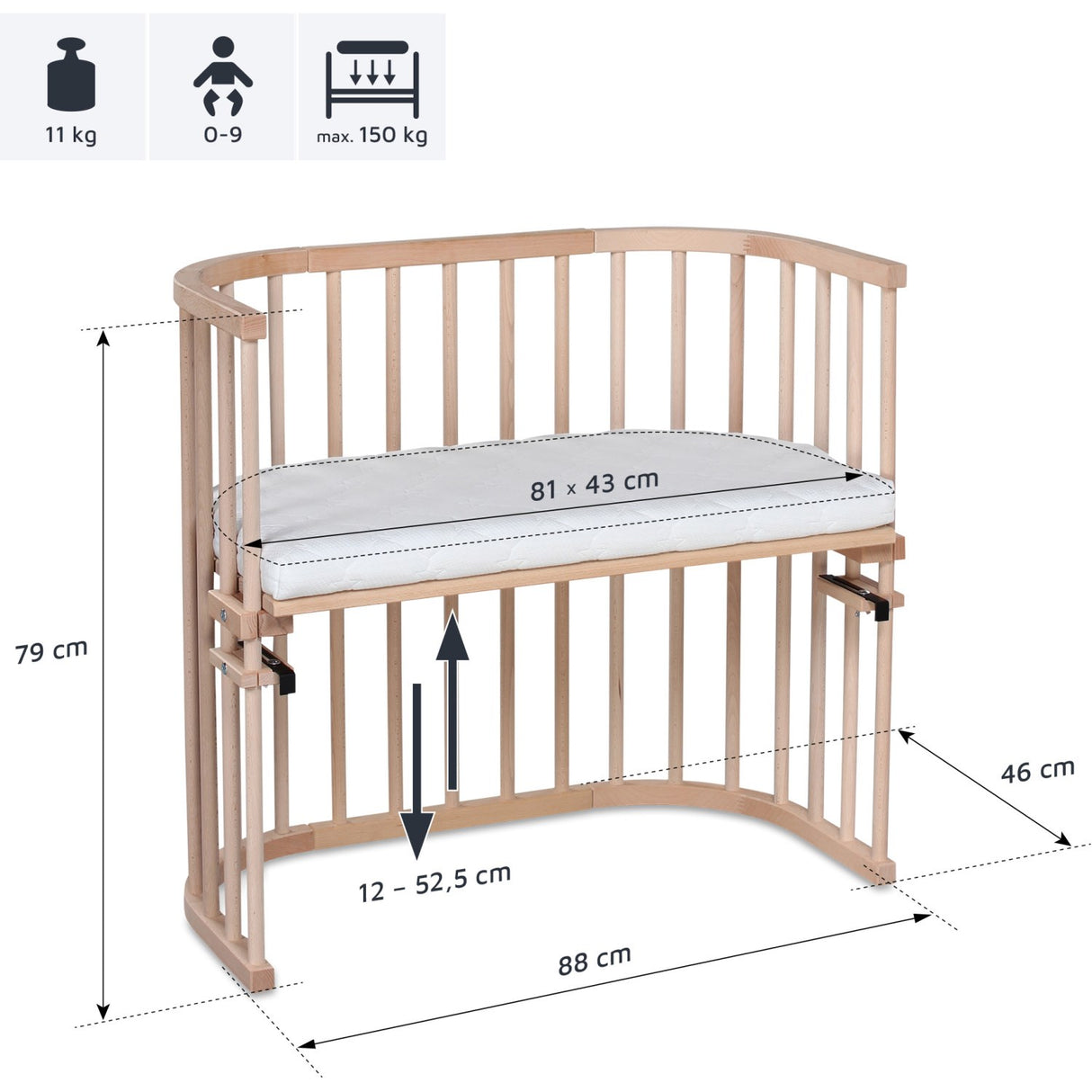 babybay ® Natural Ubehandlet Original Co-Sleeper