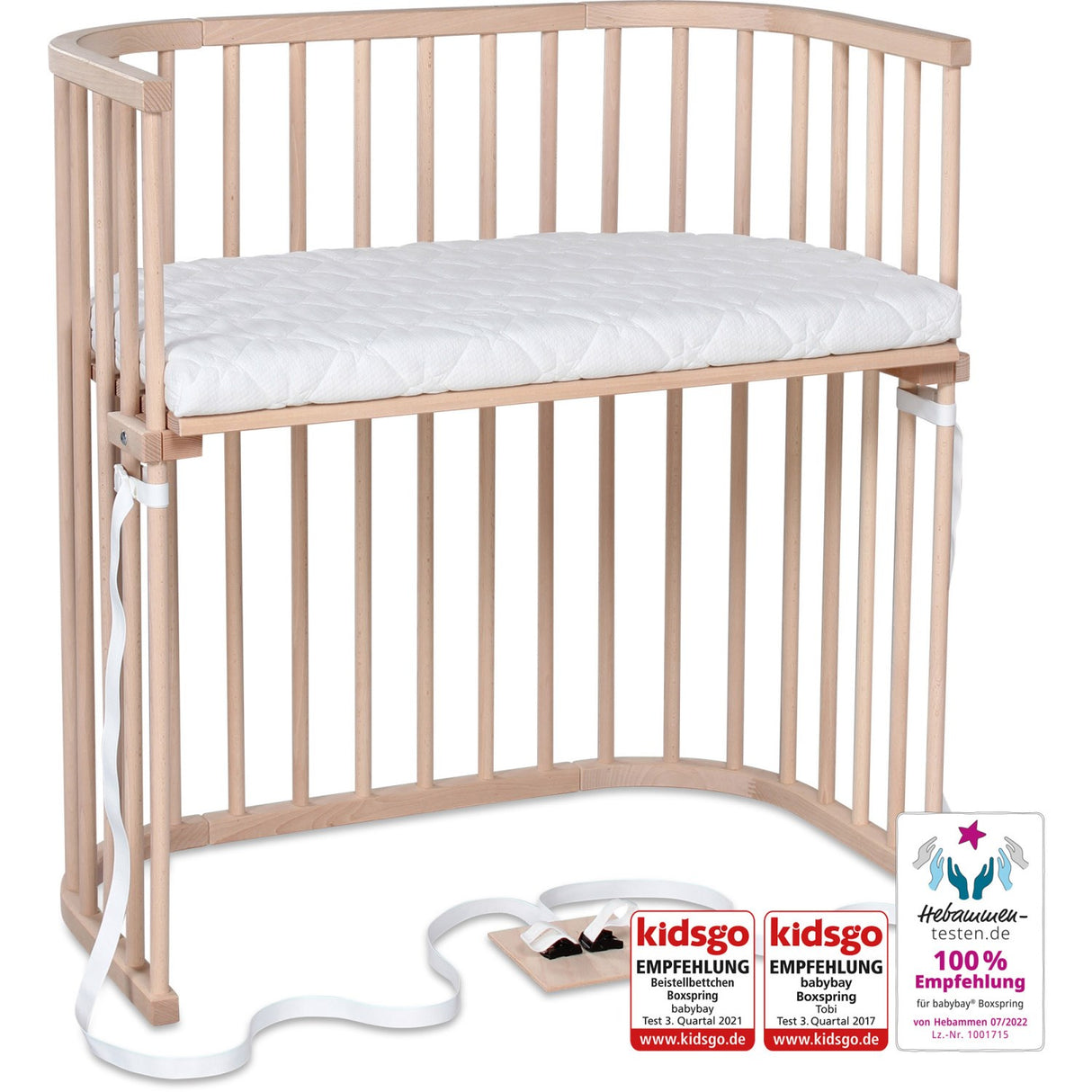 babybay® Bedside Crib Natural Ubehandlet Boxspring Co-Sleeper Babyseng