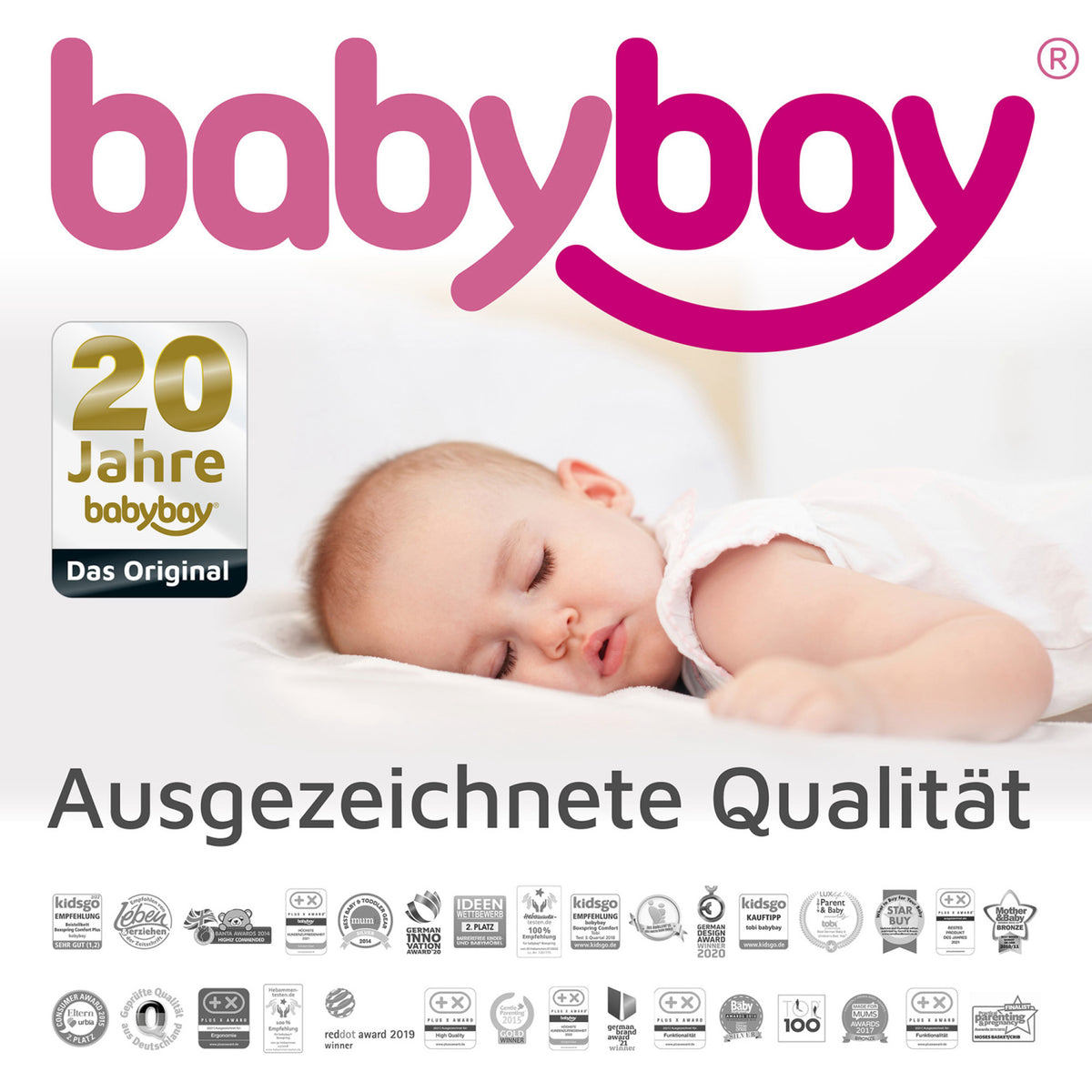 babybay® Bedside Crib Natural Ubehandlet Boxspring Co-Sleeper Babyseng