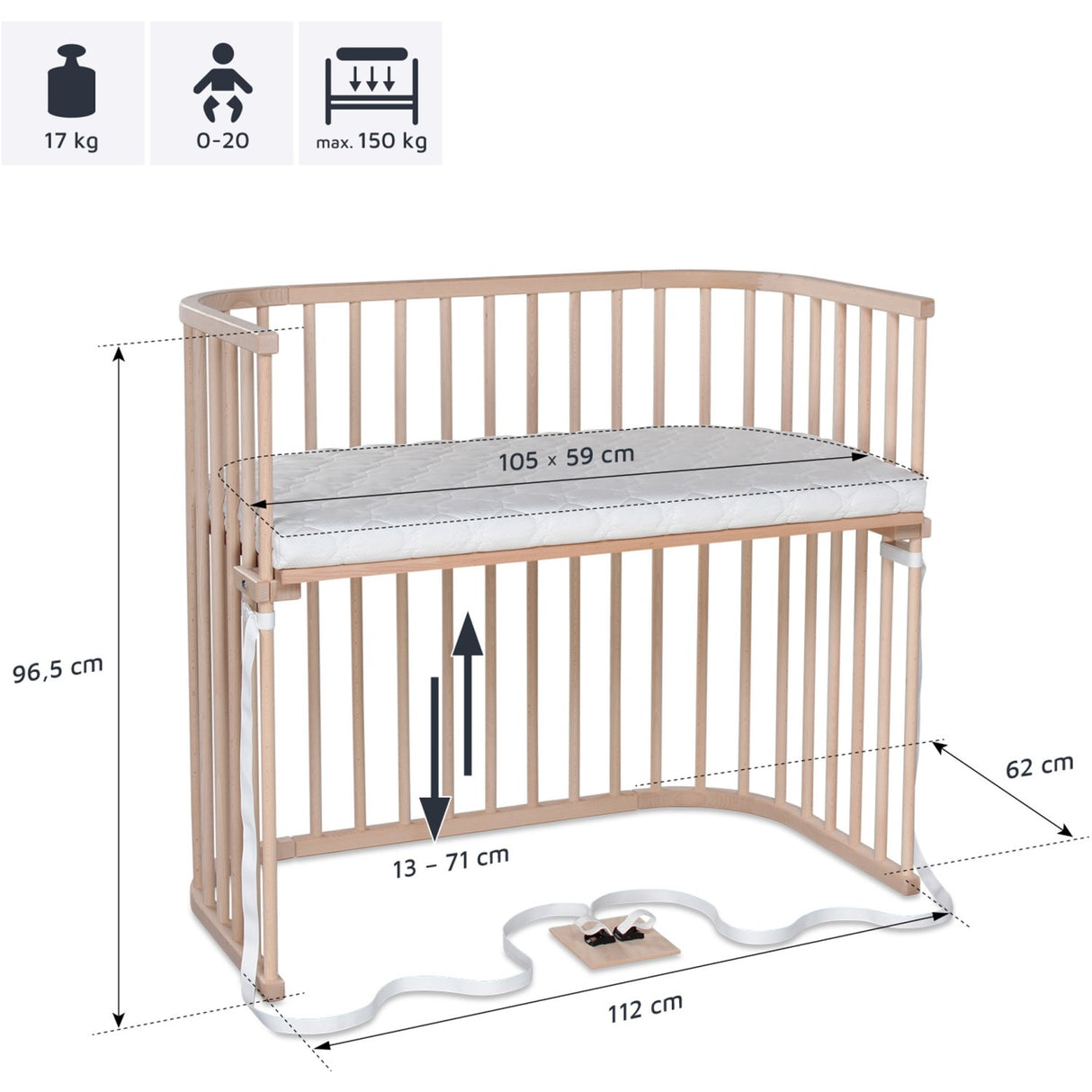 babybay® Natural Ubehandlet Boxspring Xxl Co-Sleeper