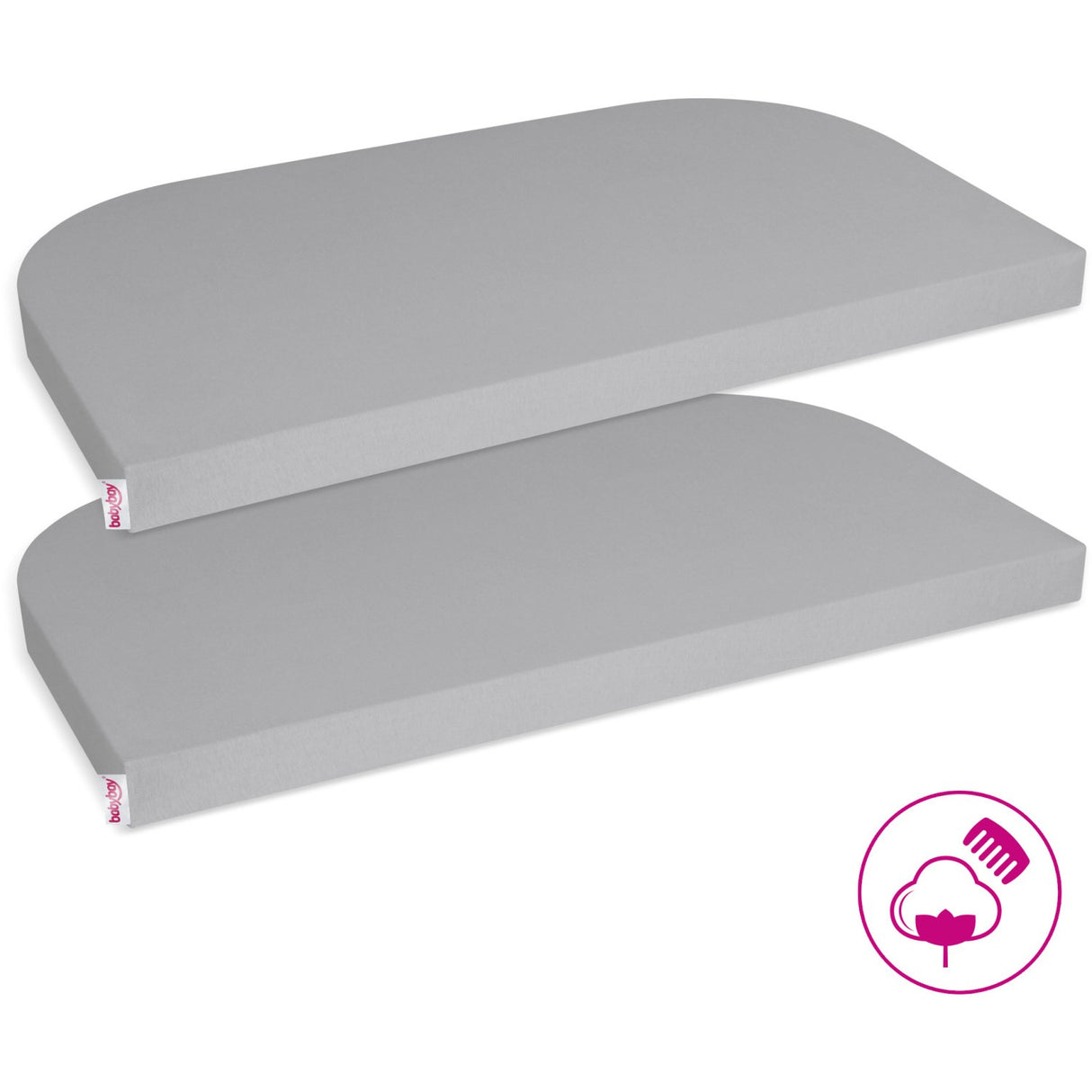 babybay® Grey Jersey Cover Deluxe Lagen 2-Pak Maxi, Midi, Boxspring, Comfort Og Comfort Plus