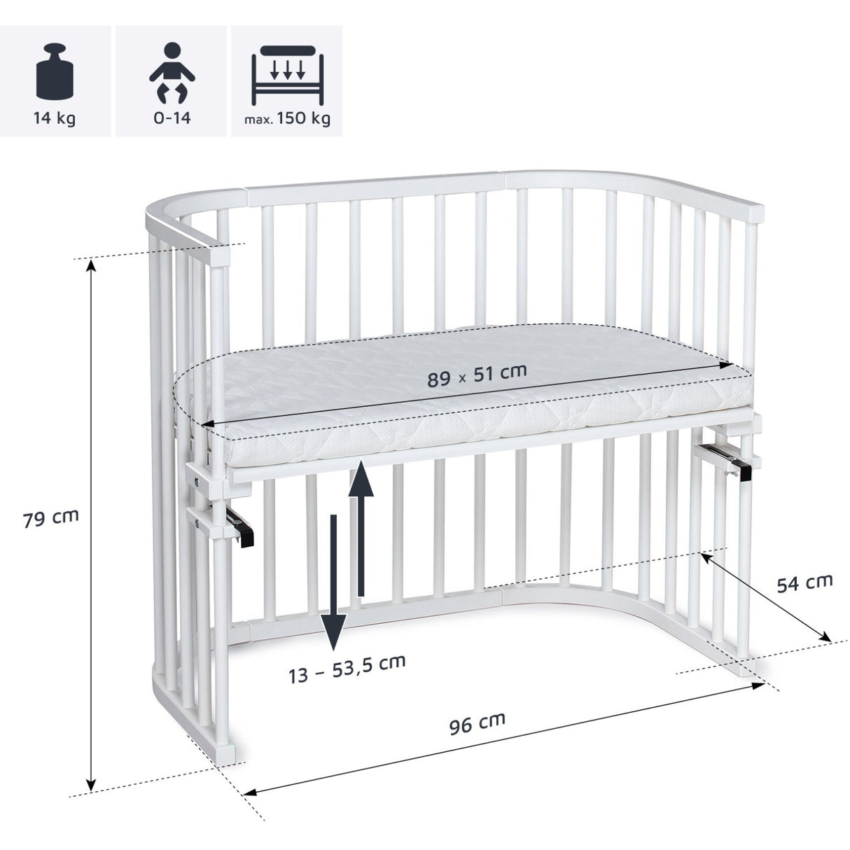 babybay® White Varnished Maxi Co-Sleeper
