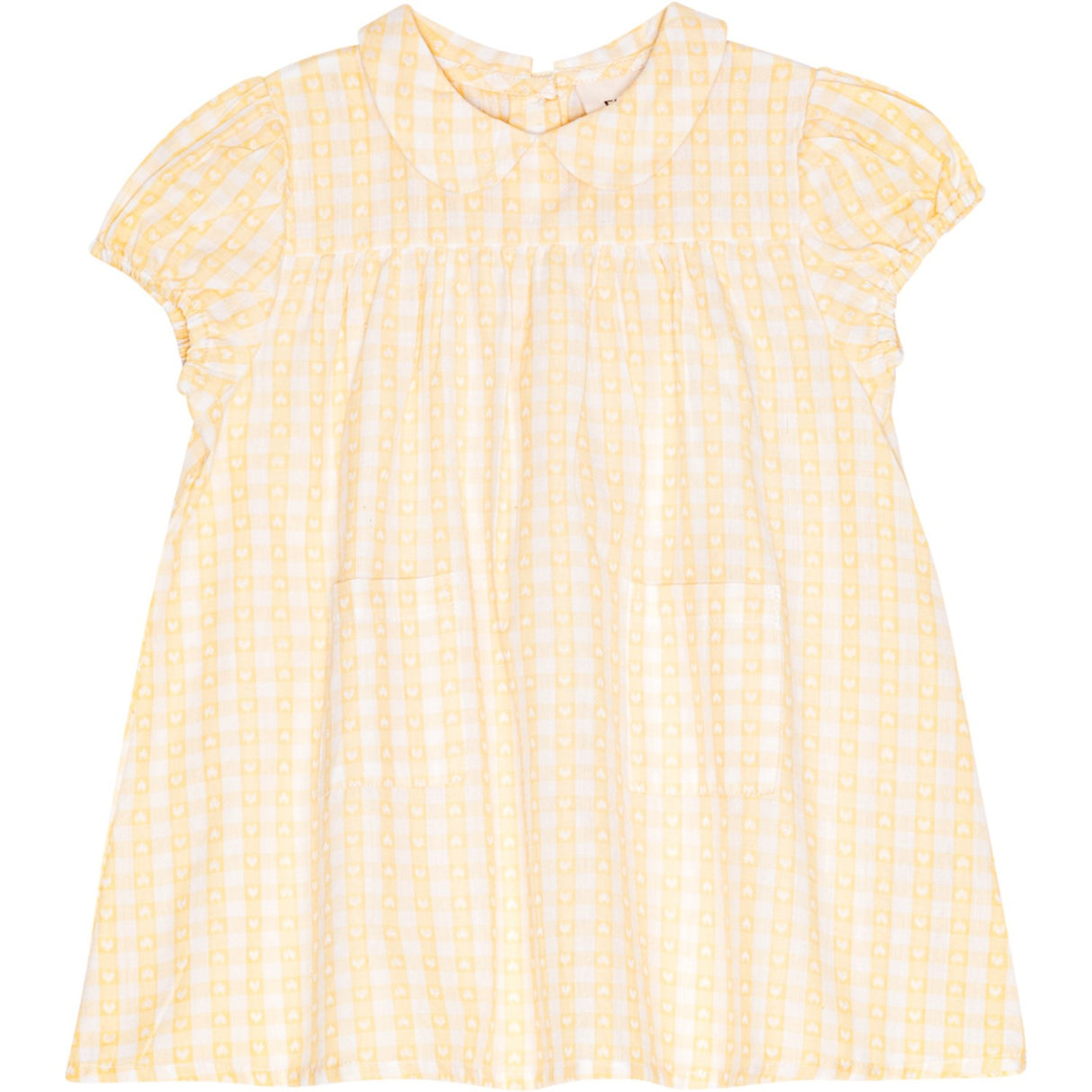 Flöss Soft Yellow Heart Gingham Olivia Kjole