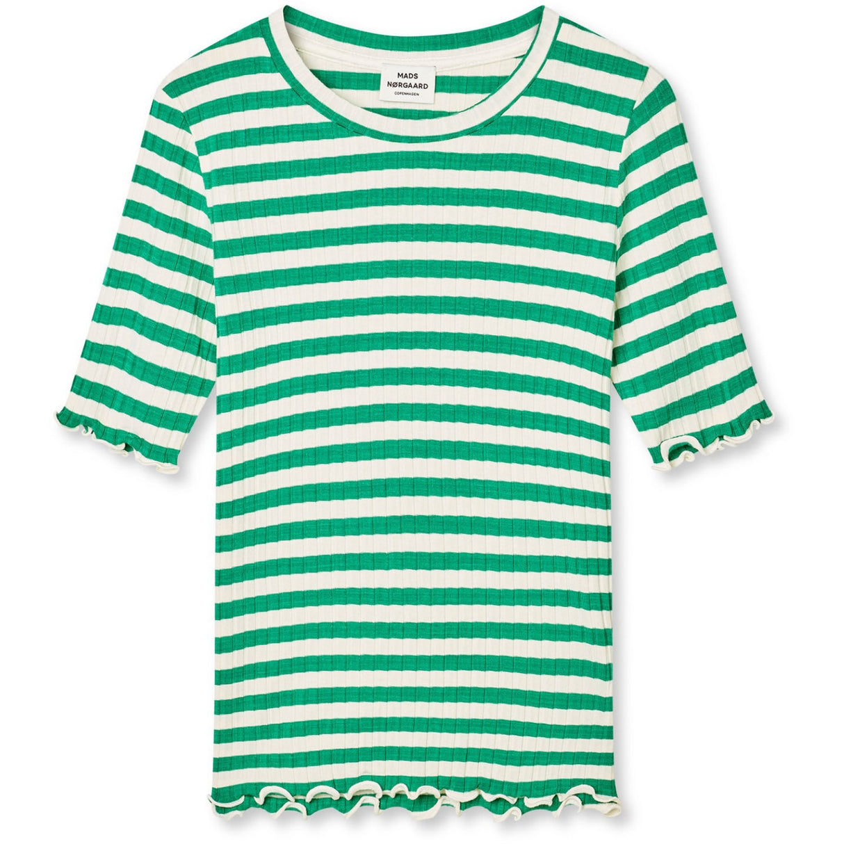Mads Nørgaard Vanilla Ice/Grøn 5X5 Classic Stripe Tuviana Tee