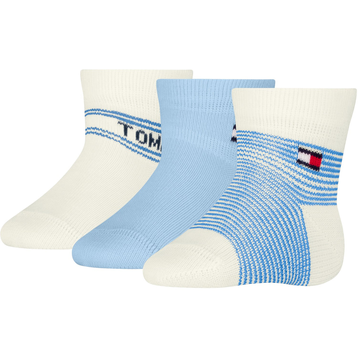 Tommy Hilfiger Light Blue Baby Strømper 3-pak Gaveæske Stripe