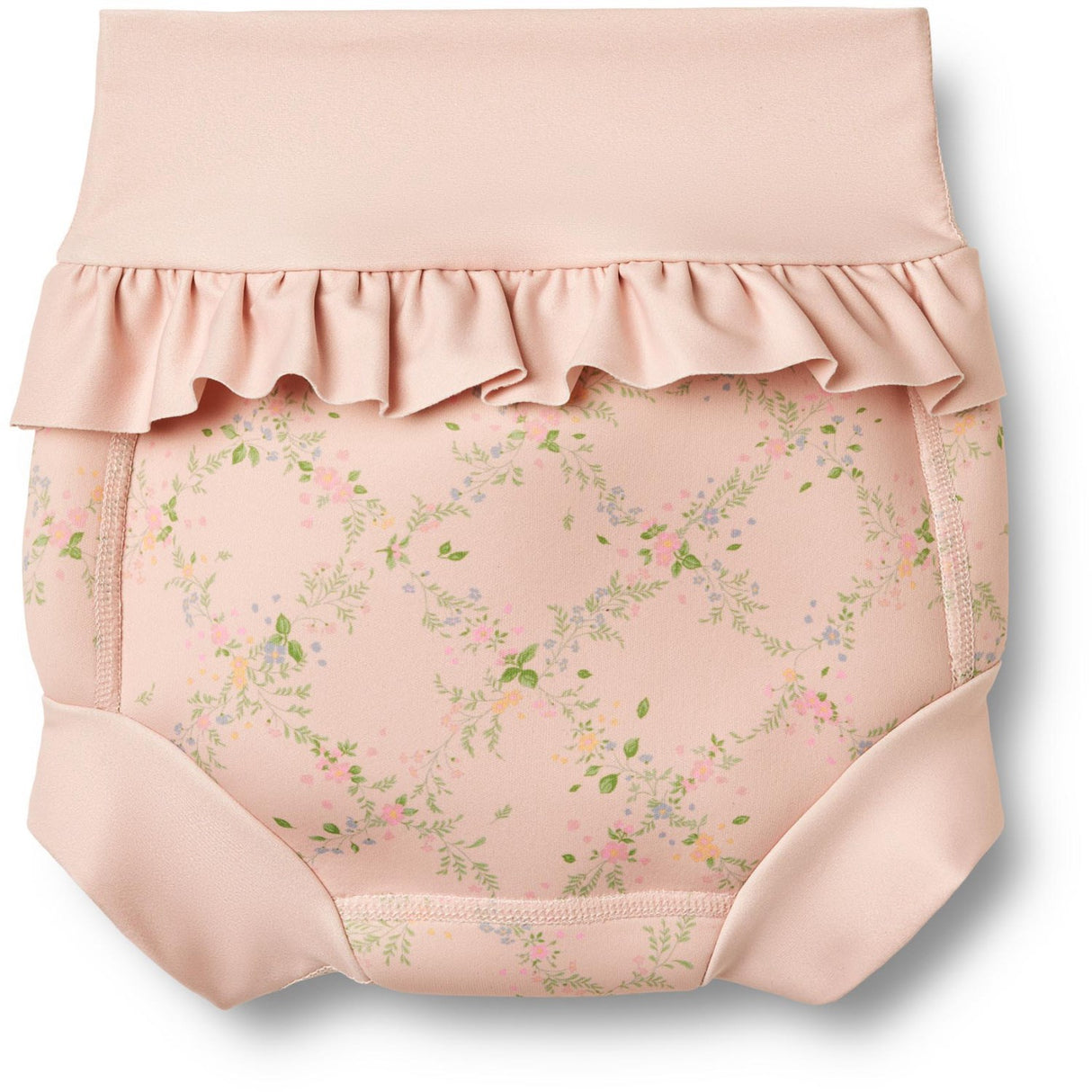 Wheat Powder Checked Flowers Neoprene Blebadebukser Rita