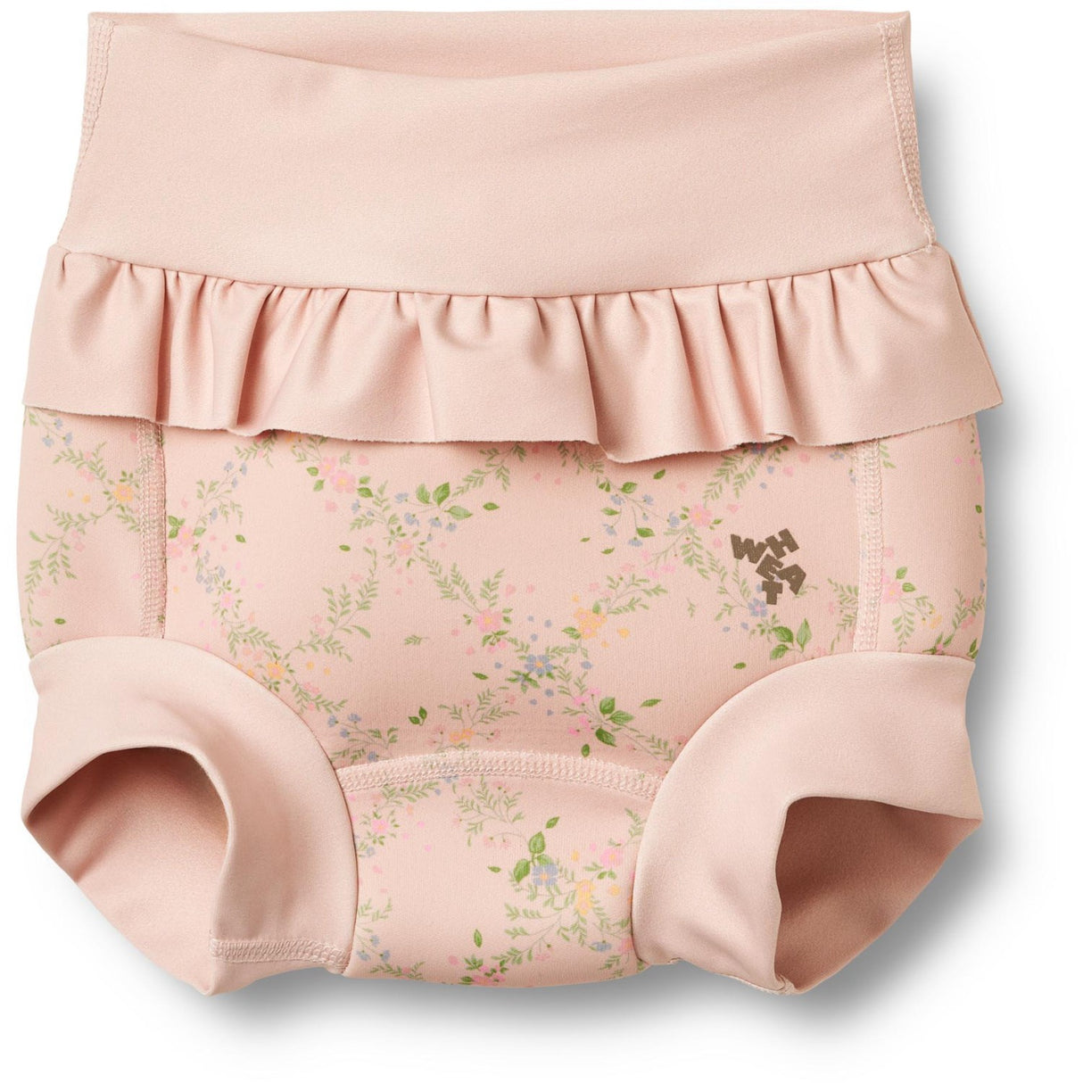 Wheat Powder Checked Flowers Neoprene Blebadebukser Rita