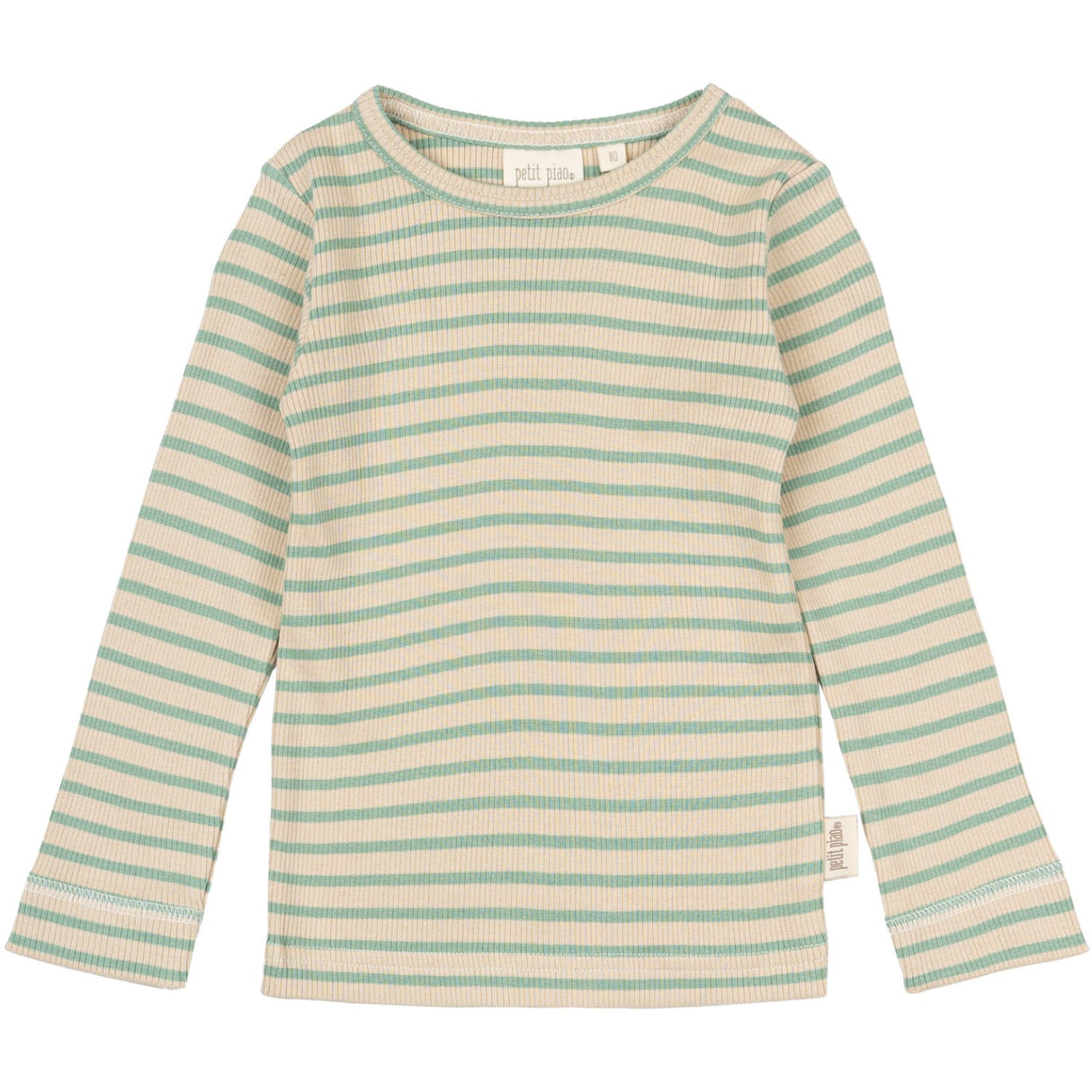 Petit Piao Granite Green/Dark Off White Bluse Modal Striped