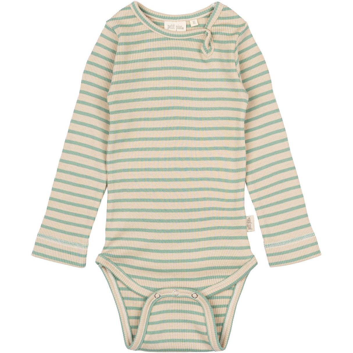 Petit Piao Granite Green/Dark Off White Body L/S Modal Striped