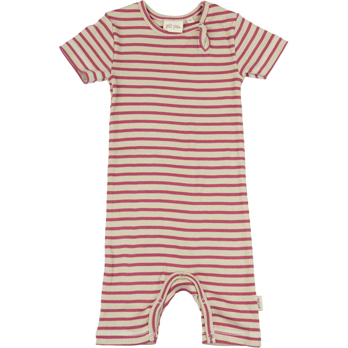 Petit Piao Light Berry/Dark Off White Sommerdragt S/S Modal Striped