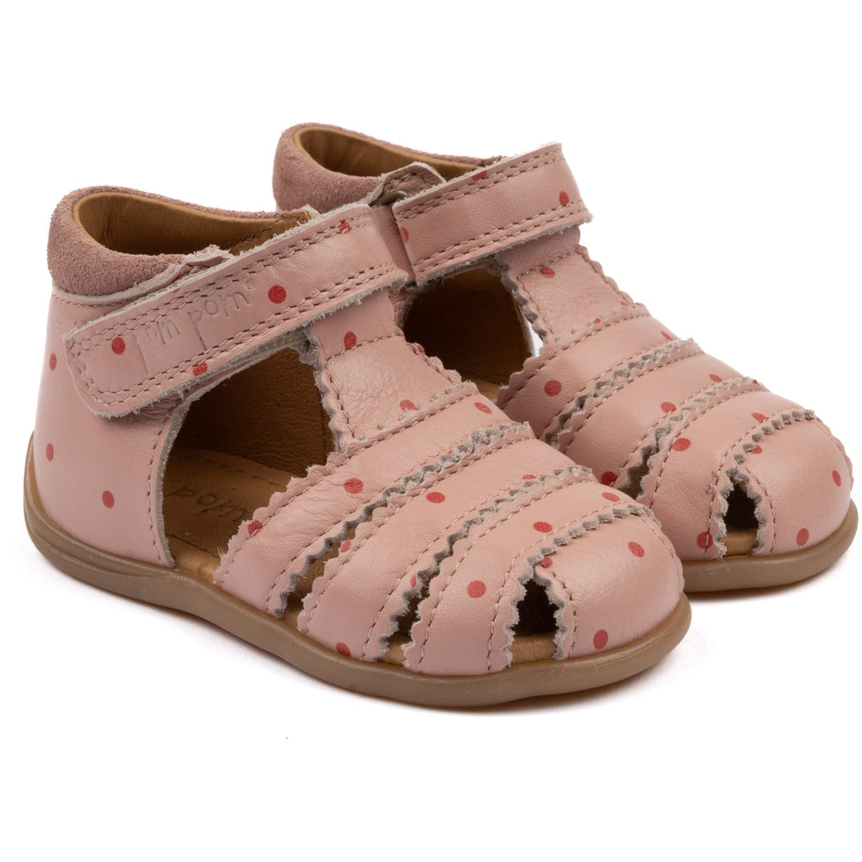 Pom Pom Old Rose Dot Starters™ Scallop Velcro Sandal
