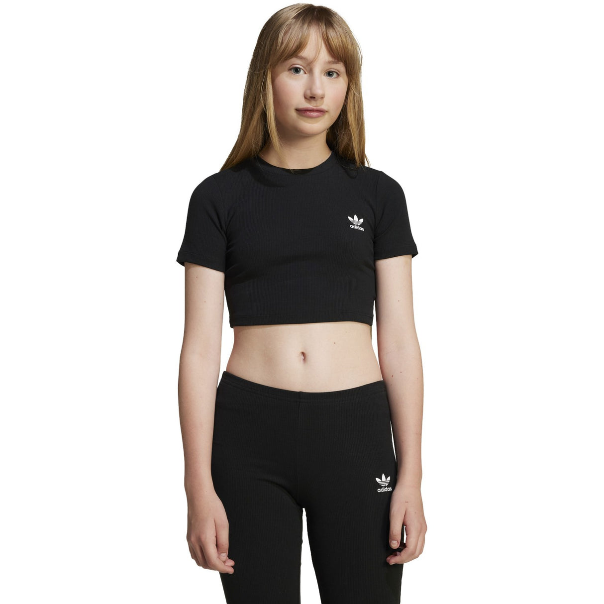 adidas Originals Black Rib Crop T-shirt
