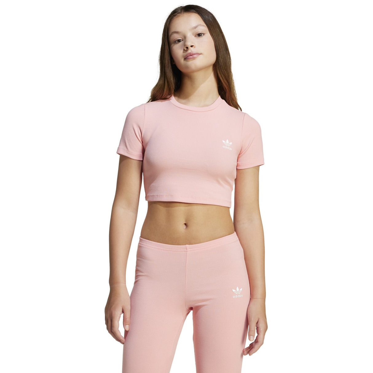 adidas Originals Semi Pink Spark Rib Crop T-shirt