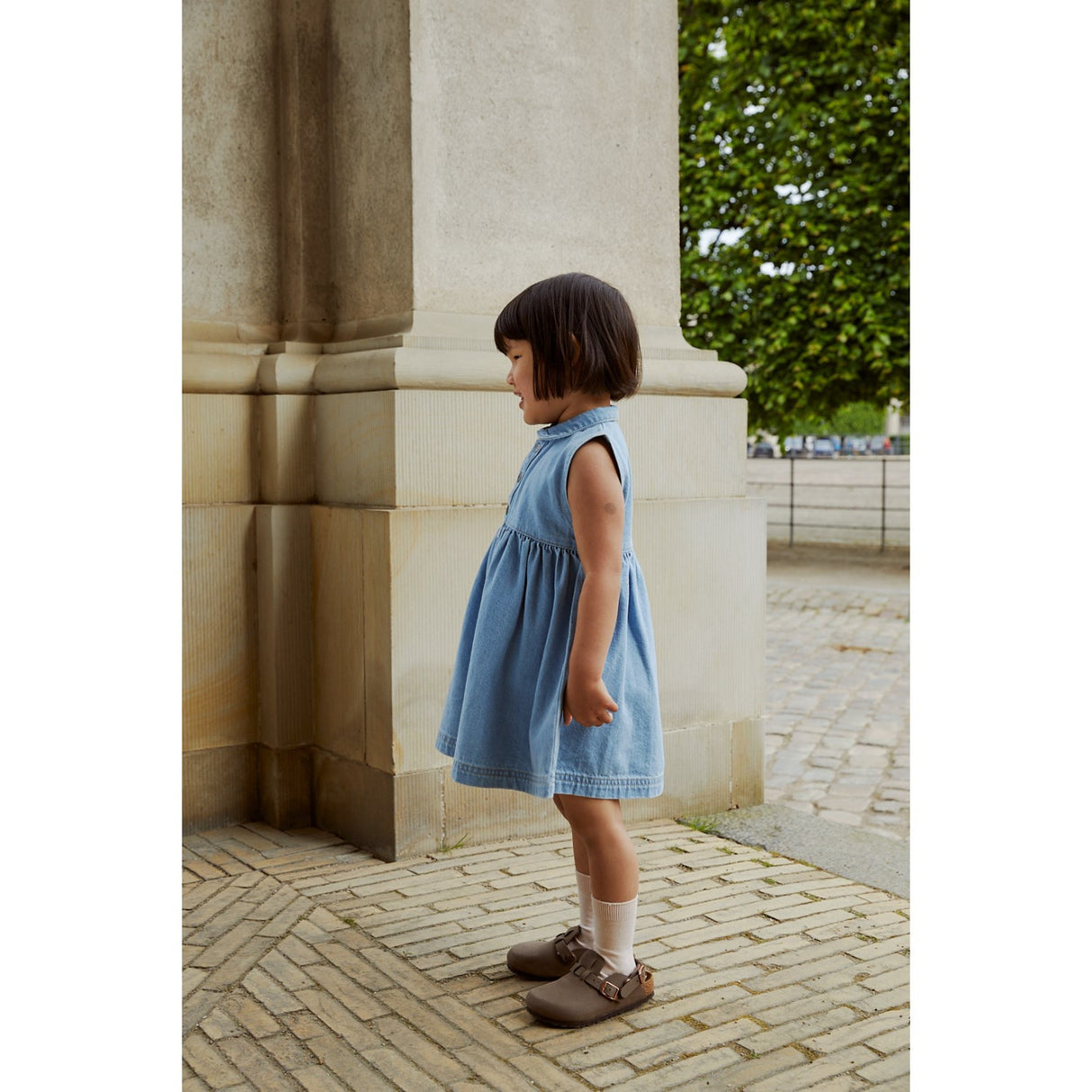 COPENHAGEN COLORS Super Lt Blue Indigo Washed Organic Denim Kjole m. Krave