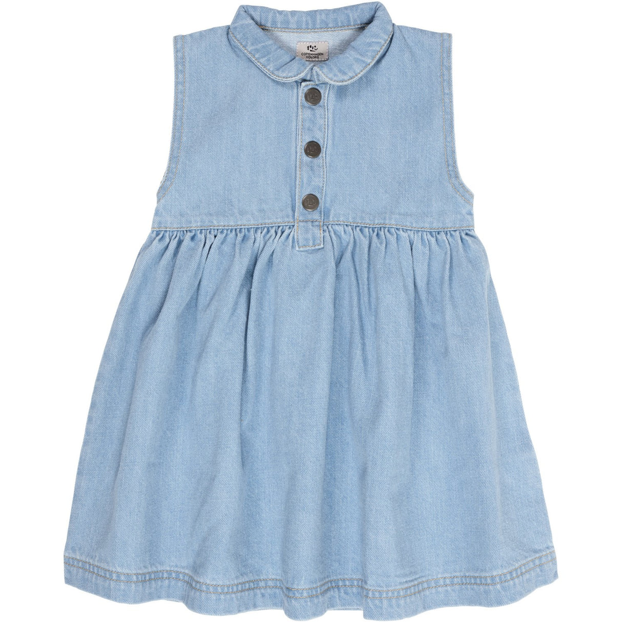 COPENHAGEN COLORS Super Lt Blue Indigo Washed Organic Denim Kjole m. Krave