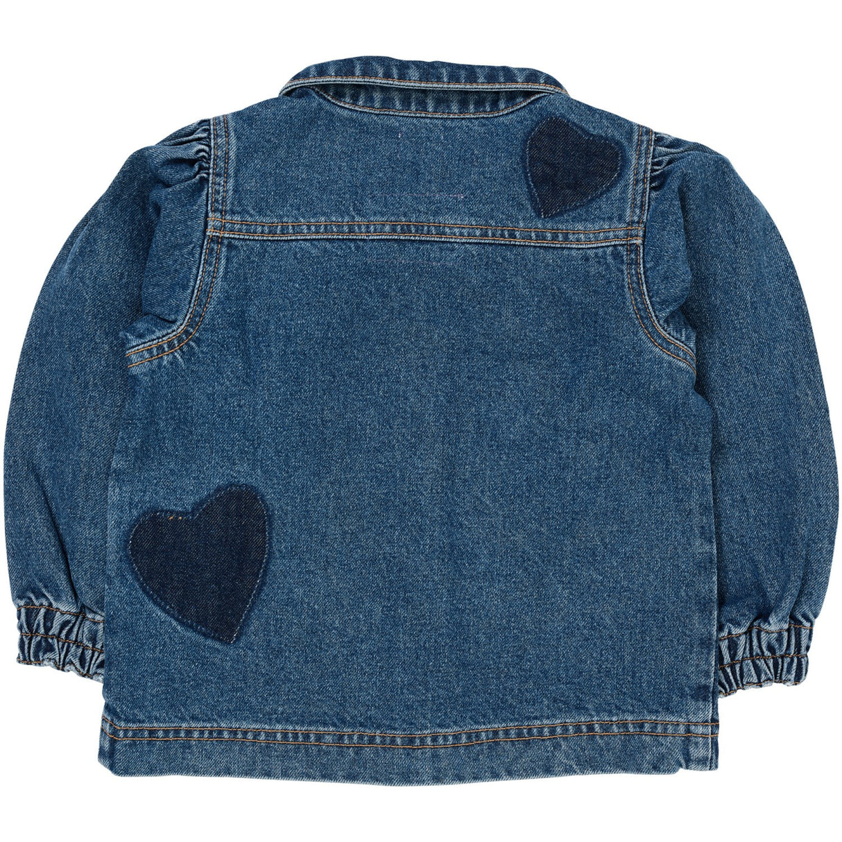 COPENHAGEN COLORS Indigo Blue Washed Organic Denim Hearts Jakke