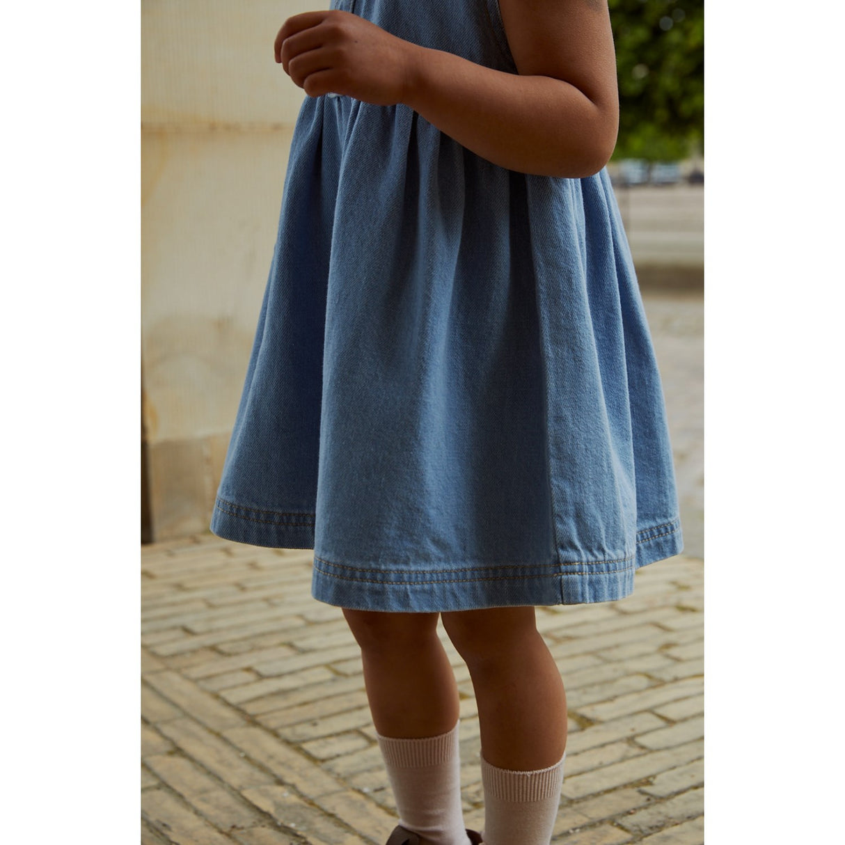 COPENHAGEN COLORS Super Lt Blue Indigo Washed Organic Denim Kjole m. Krave