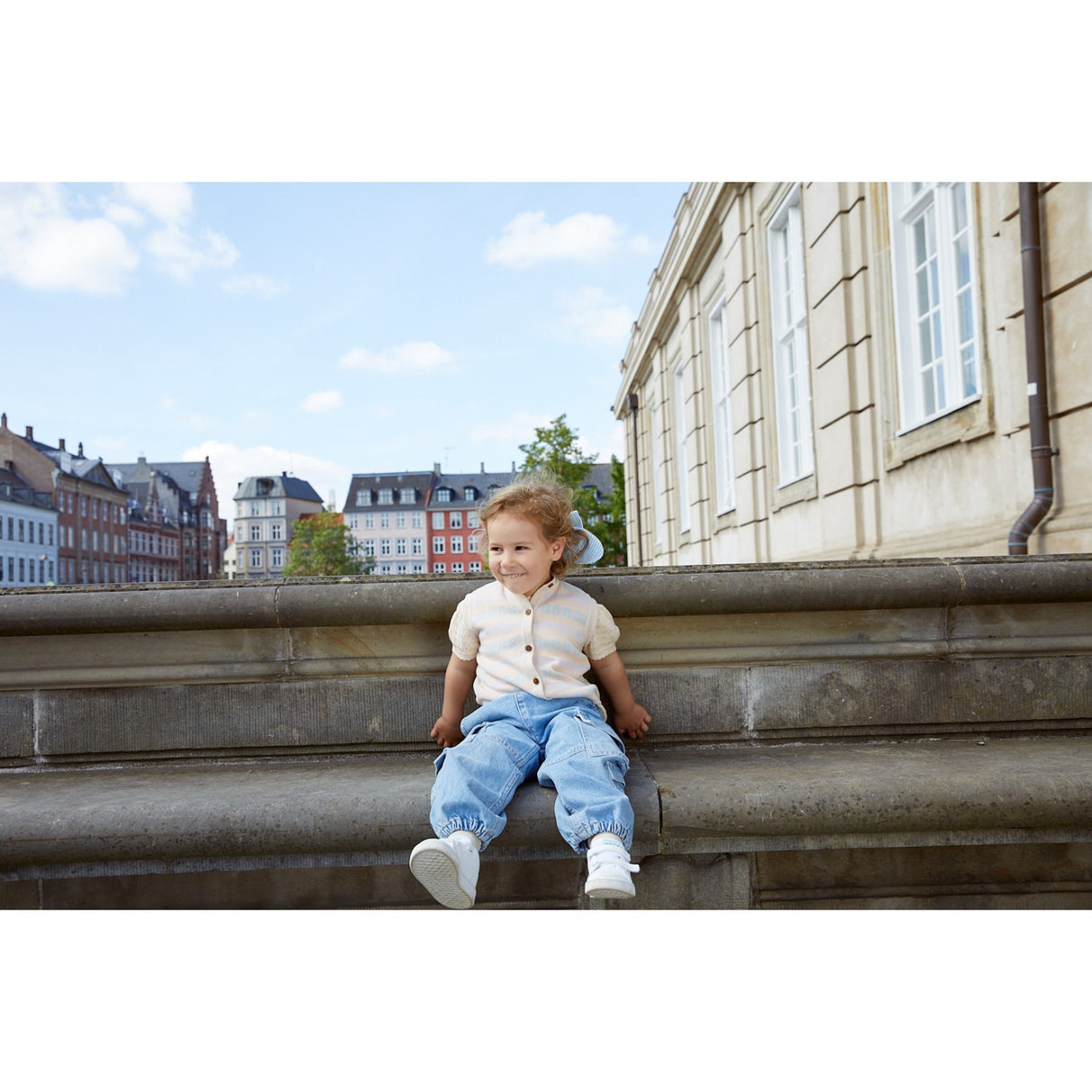 COPENHAGEN COLORS Lt Blue Indigo Washed Organic Cargo Denim Bukser