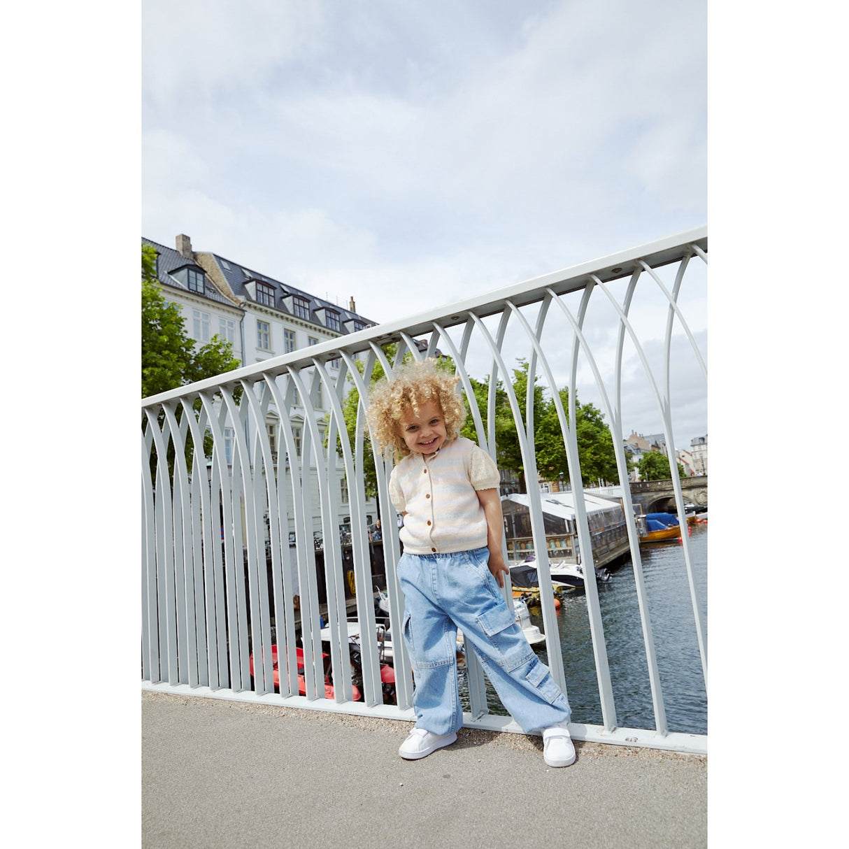 COPENHAGEN COLORS Lt Blue Indigo Washed Organic Cargo Denim Bukser