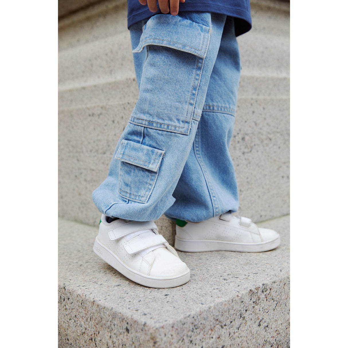 COPENHAGEN COLORS Lt Blue Indigo Washed Organic Cargo Denim Bukser