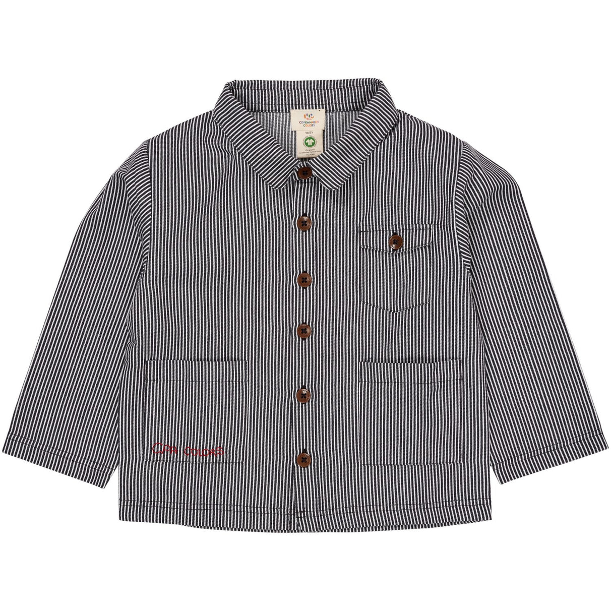 COPENHAGEN COLORS Navy Stripe Striped Twill Jakke m. Lommer