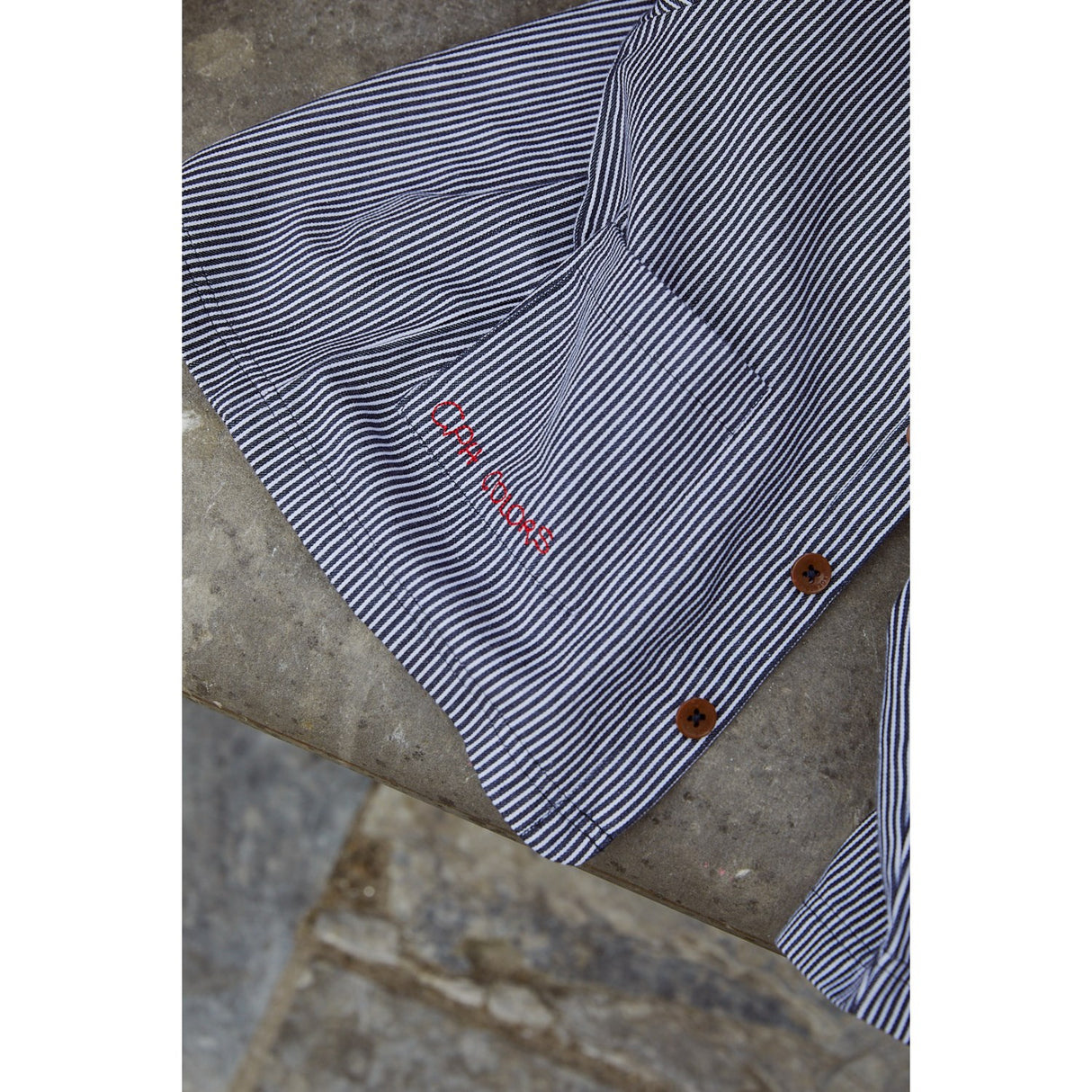 COPENHAGEN COLORS Navy Stripe Striped Twill Jakke m. Lommer