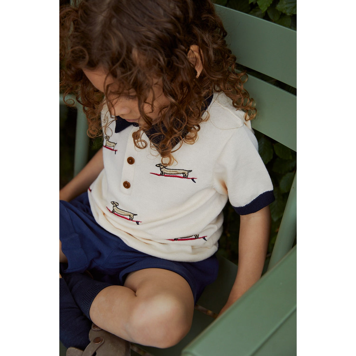 COPENHAGEN COLORS Creme/Navy Kam. Polo m. Broderi