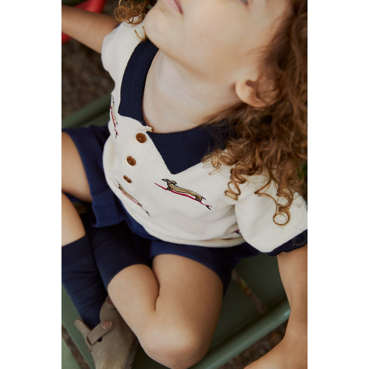 COPENHAGEN COLORS Creme/Navy Kam. Polo m. Broderi