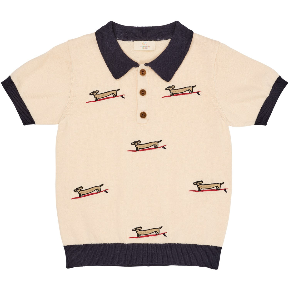 COPENHAGEN COLORS Creme/Navy Kam. Polo m. Broderi