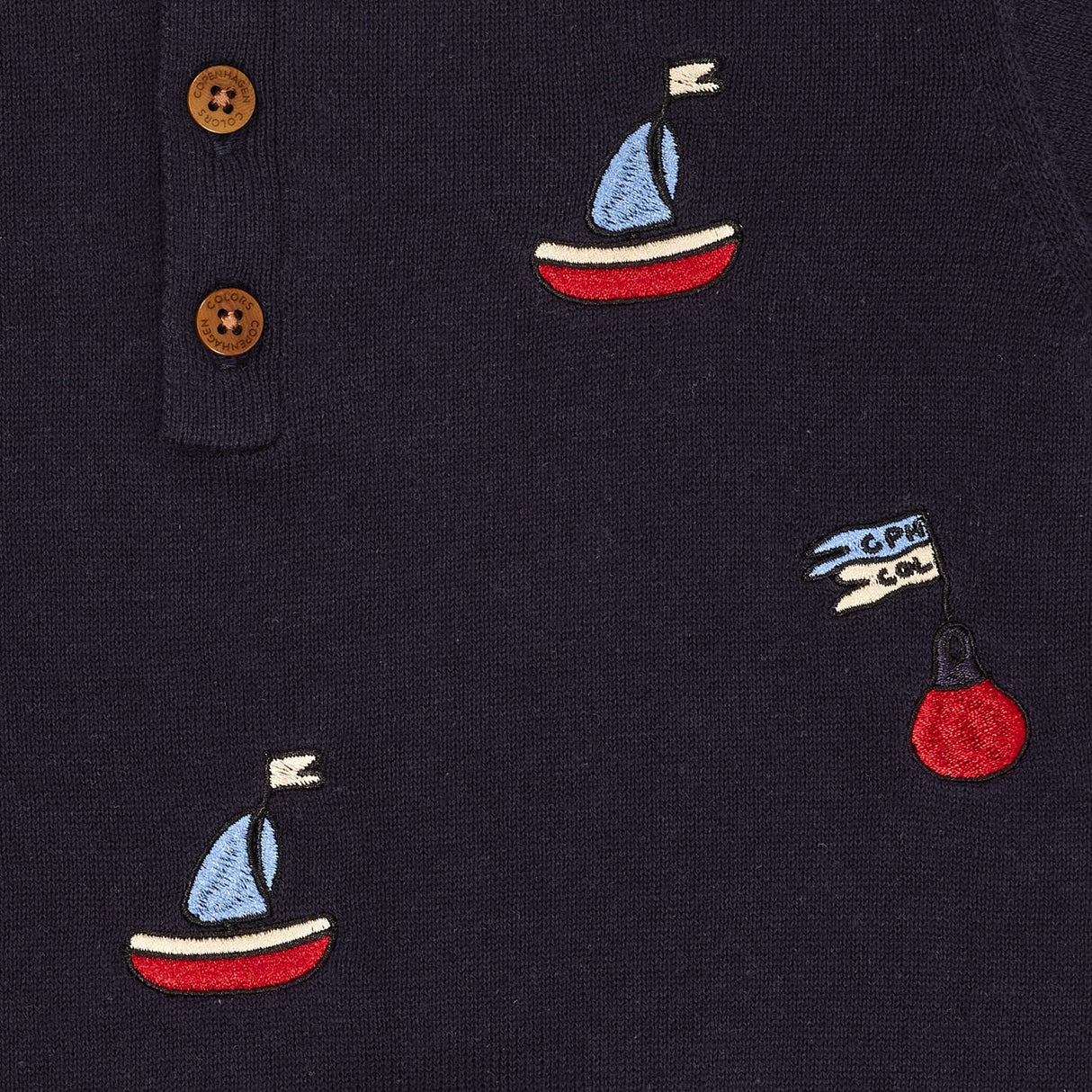 COPENHAGEN COLORS Navy/Creme Kam. Polo m. Broderi
