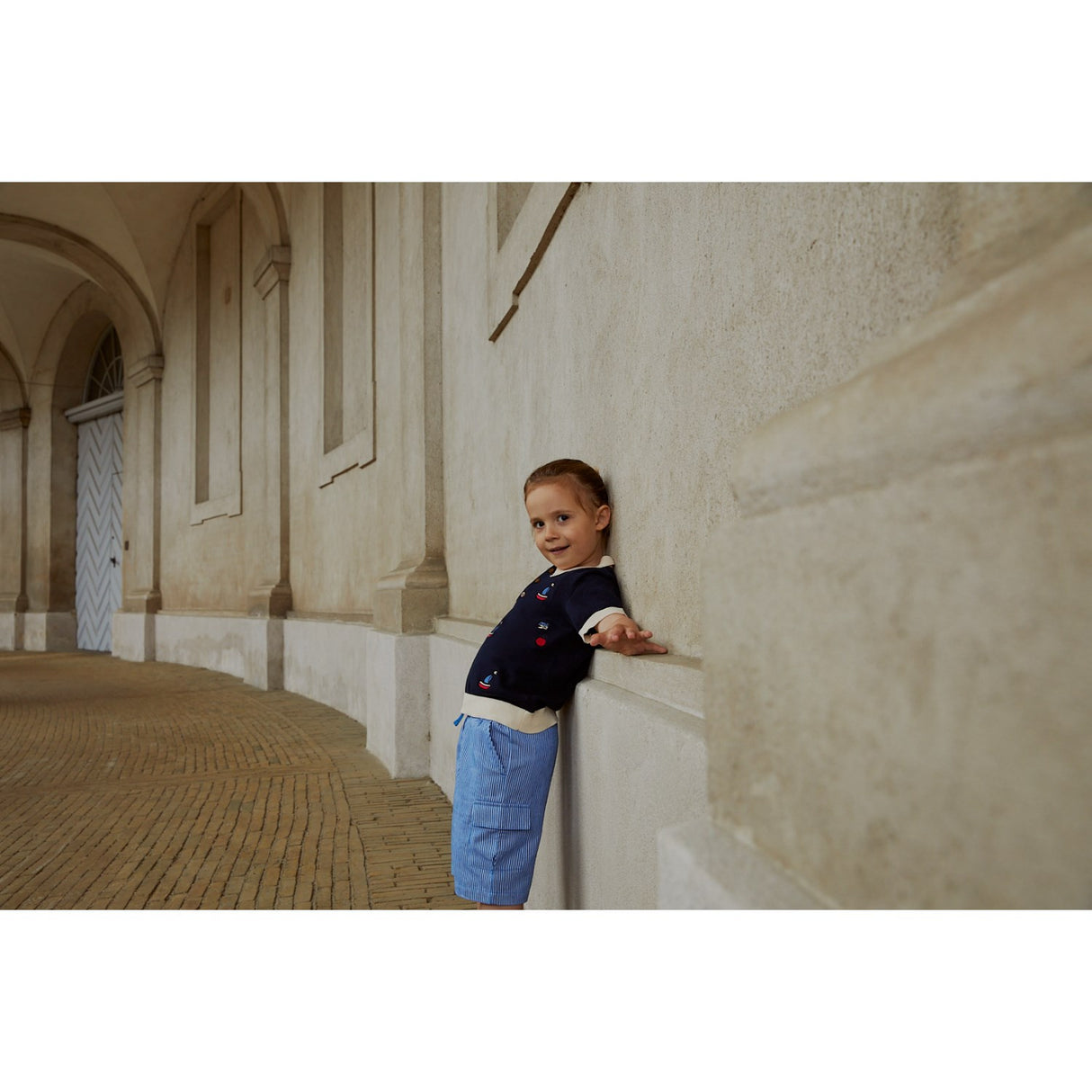 COPENHAGEN COLORS Navy/Creme Kam. Polo m. Broderi