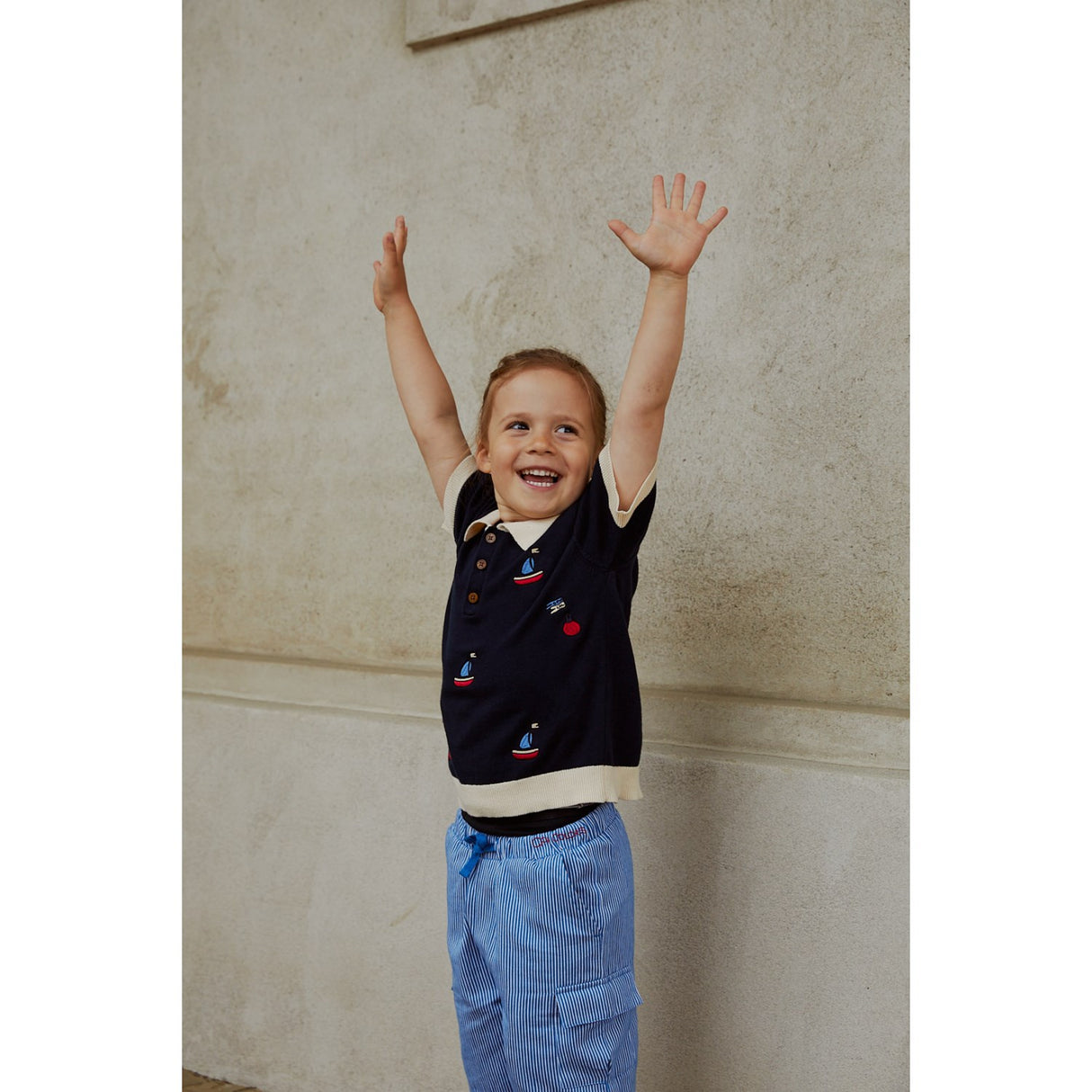 COPENHAGEN COLORS Navy/Creme Kam. Polo m. Broderi