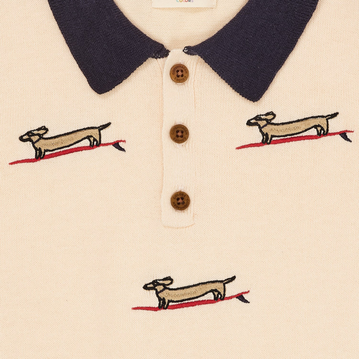 COPENHAGEN COLORS Creme/Navy Kam. Polo m. Broderi