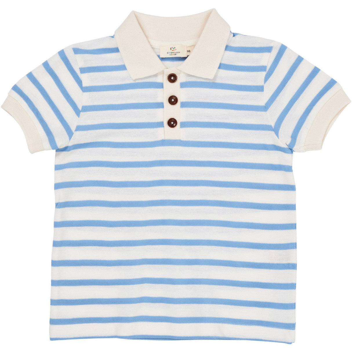 COPENHAGEN COLORS Himmelblå Stripe Pique Stripe Poloshirt