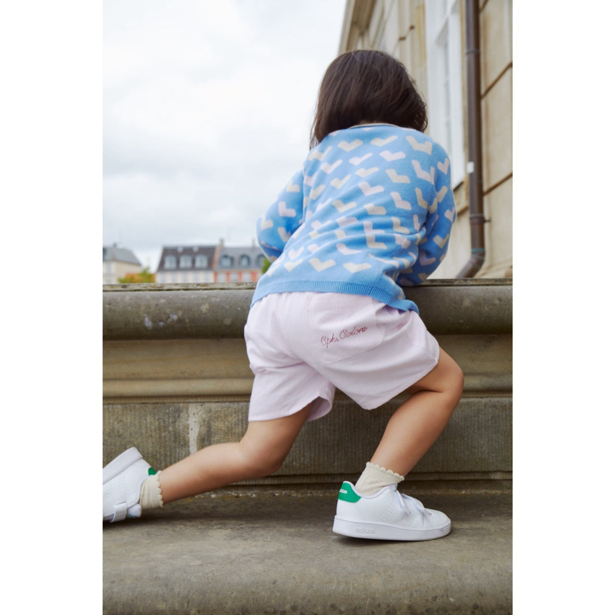 COPENHAGEN COLORS Sky Blue Comb. Strikket Heart Cardigan