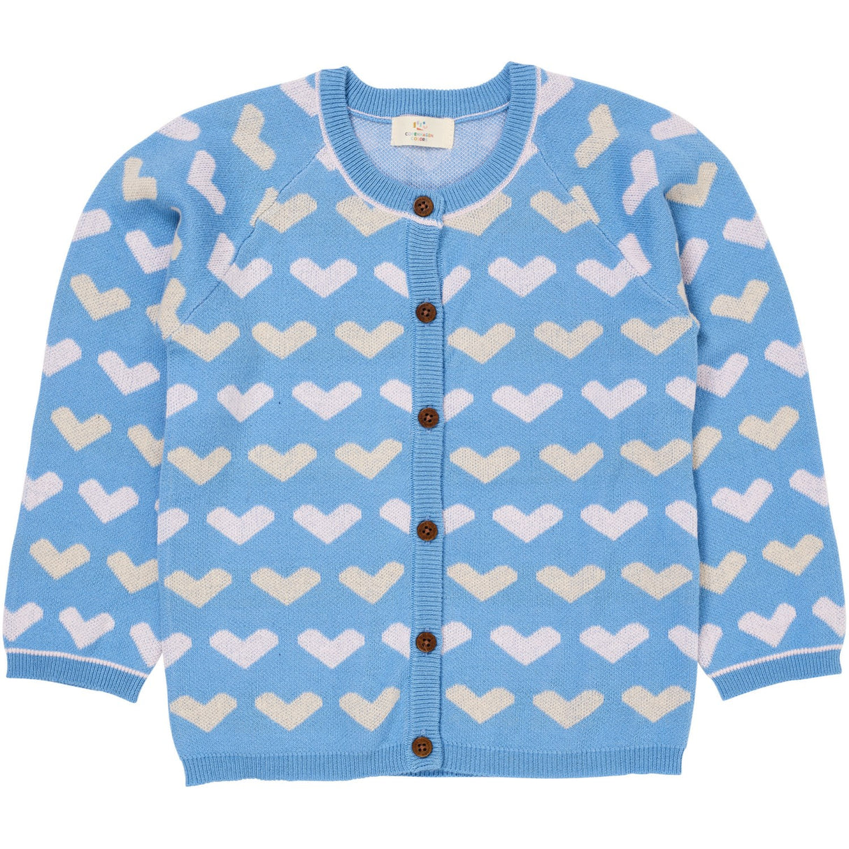 COPENHAGEN COLORS Sky Blue Comb. Strikket Heart Cardigan