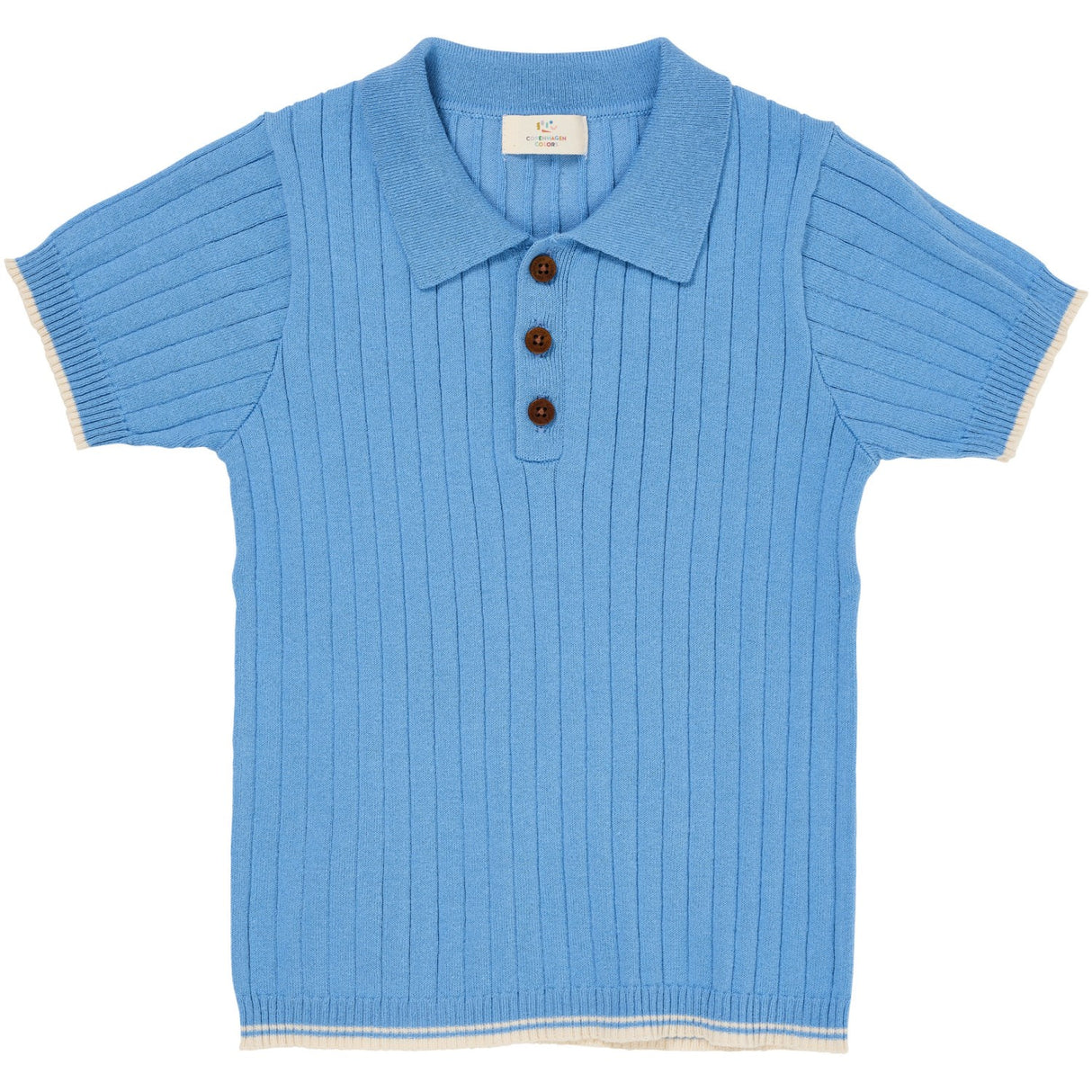 COPENHAGEN COLORS Sky Blue/Cream Comb. Rib Strikket Polo