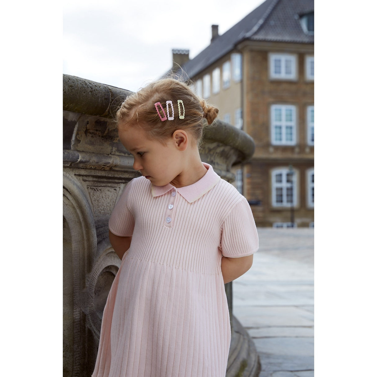COPENHAGEN COLORS Ballerina/Cream Comb. Rib Polo Strikkjole