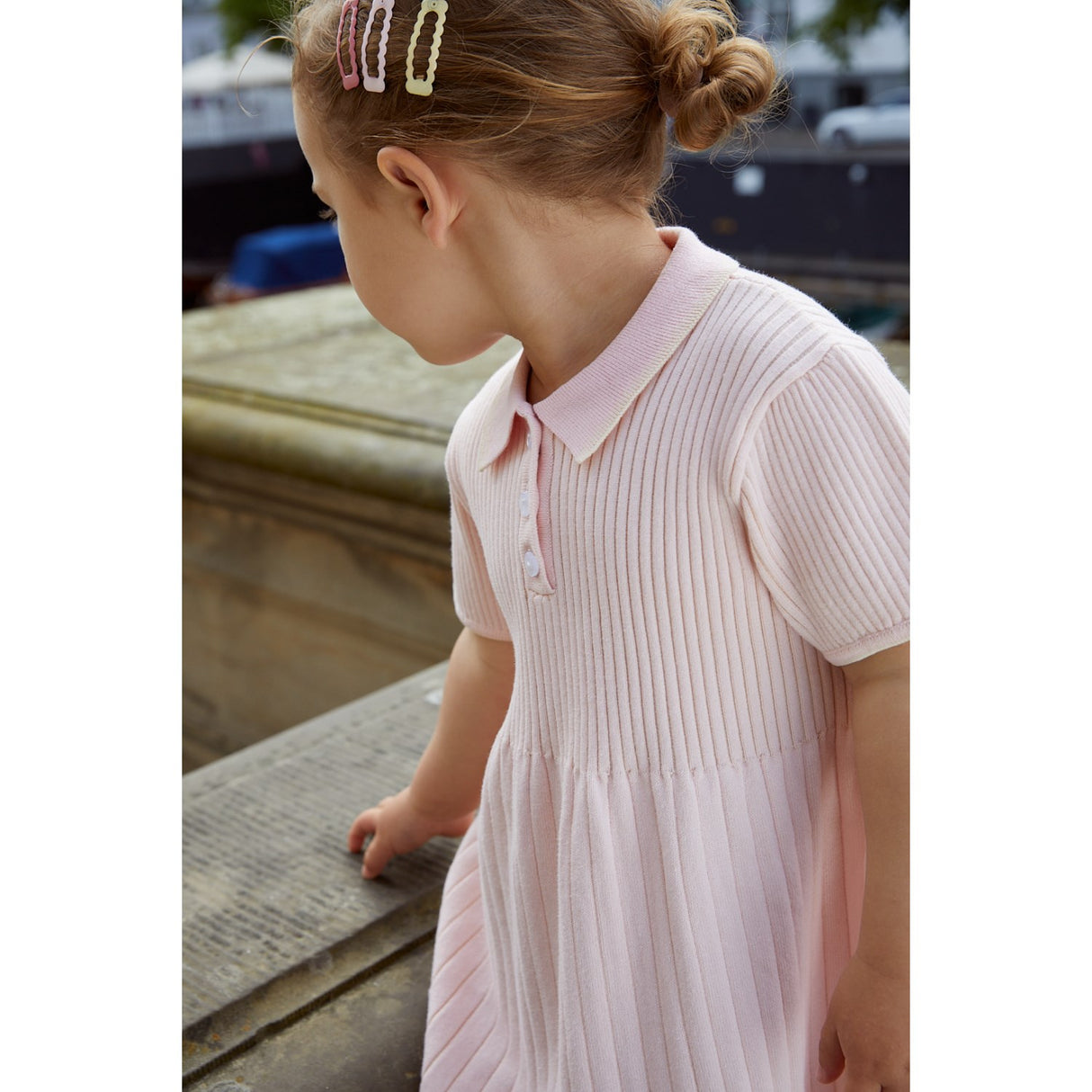 COPENHAGEN COLORS Ballerina/Cream Comb. Rib Polo Strikkjole