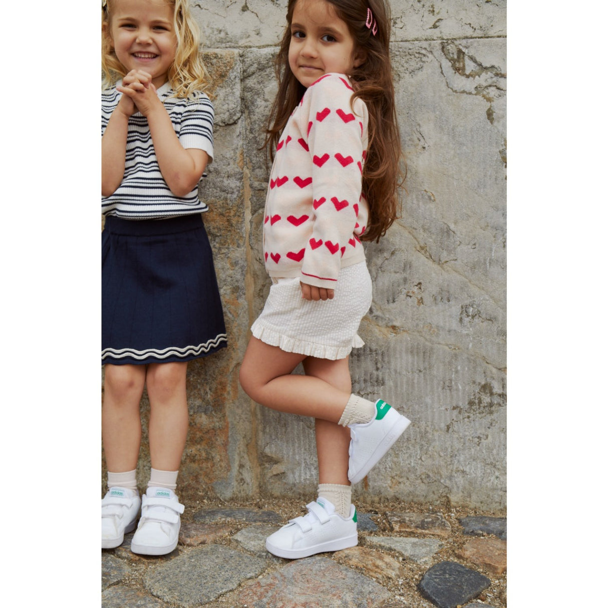 COPENHAGEN COLORS Navy/Cream Comb. Strikket Tennis Nederdel