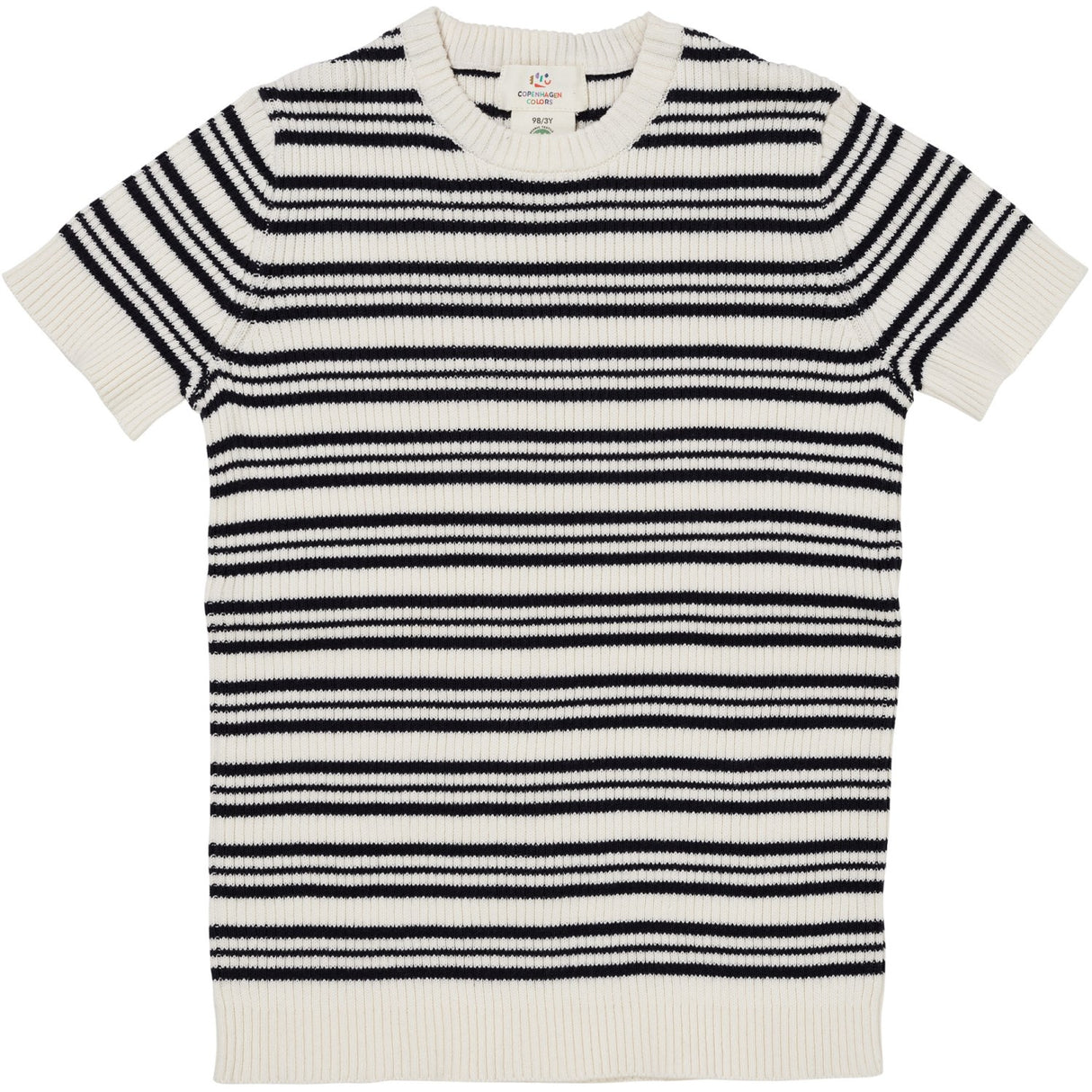 COPENHAGEN COLORS Navy Stripe Strikket Rib T-shirt