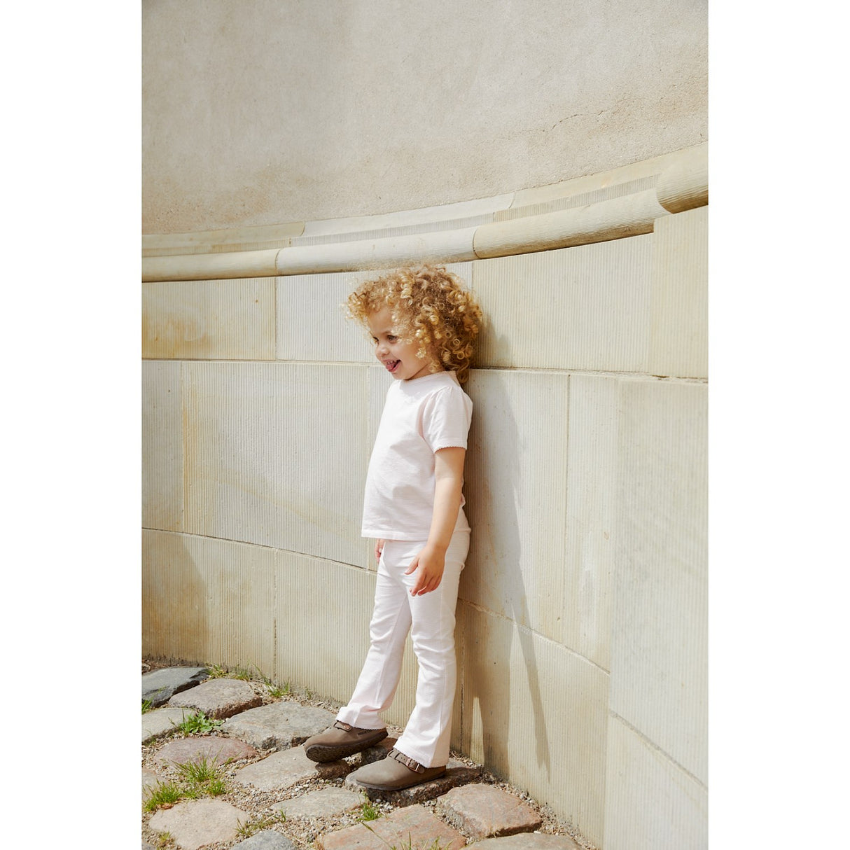 COPENHAGEN COLORS Ballerina/Creme Stripe Striped Flare Bukser