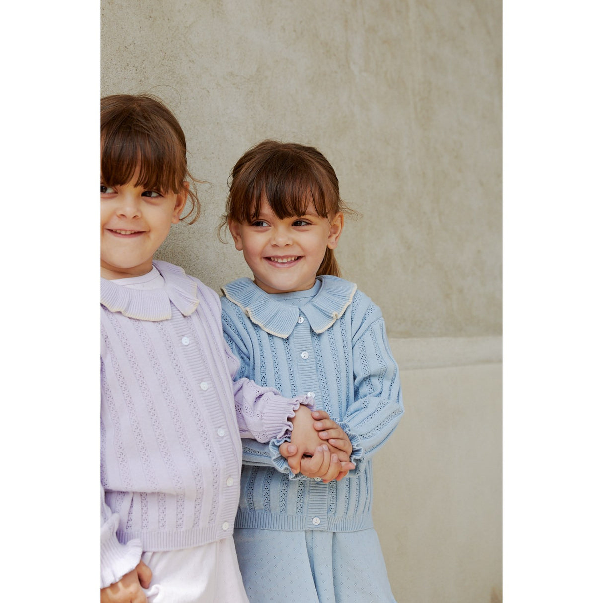 COPENHAGEN COLORS Dusty Blue strikket pointelle cardigan